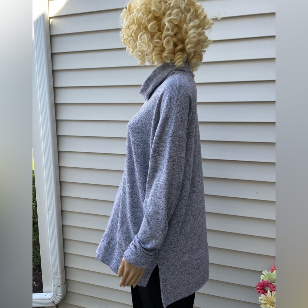 Old Navy Gray Large Funnel-Neck Sweater Long Sleeves Oversized Extra Long Large - Picture 7 of 15